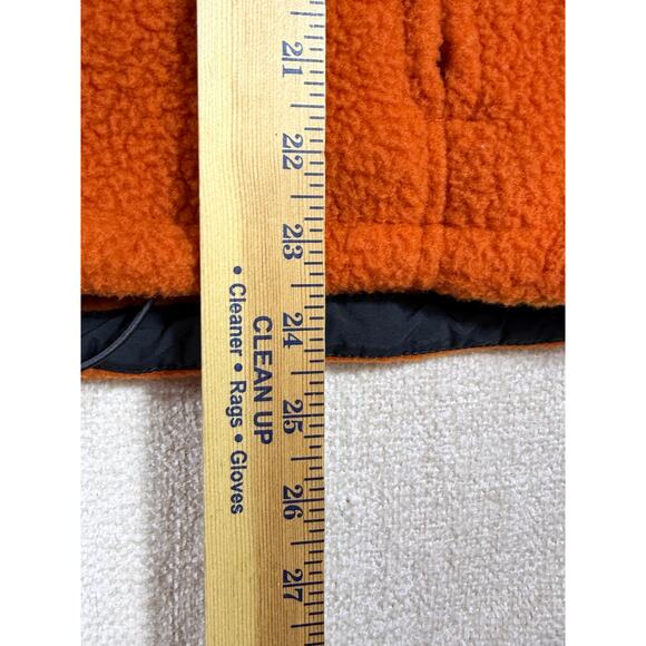 LL Bean Women’s XL Orange Black Zip Front Sherpa Fleece Outdoor Vest Warm - Picture 7 of 7